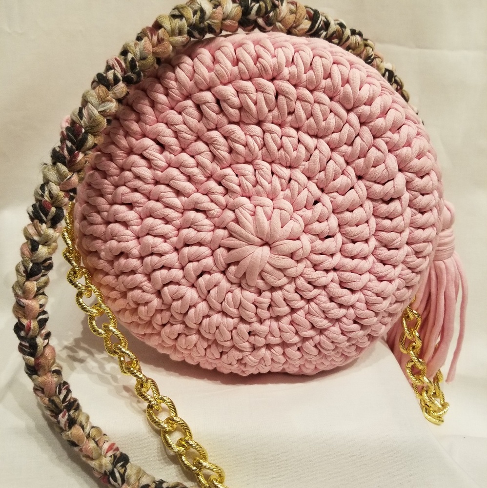 Pink w/ Multicolored Strap Crossbody